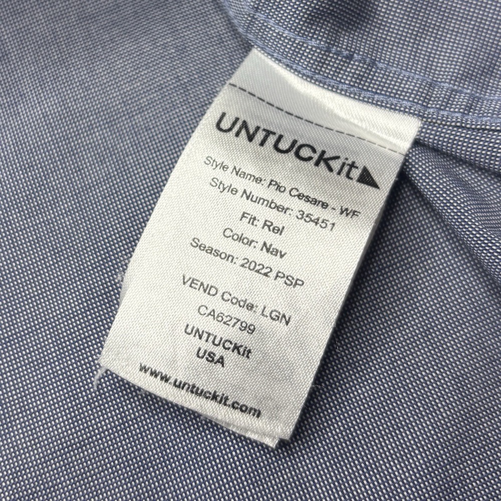 UNTUCKit Pio Cesare WF Relaxed Fit Mens XXXL Wrinkle Free Blue Button Down Shirt - Picture 7 of 7